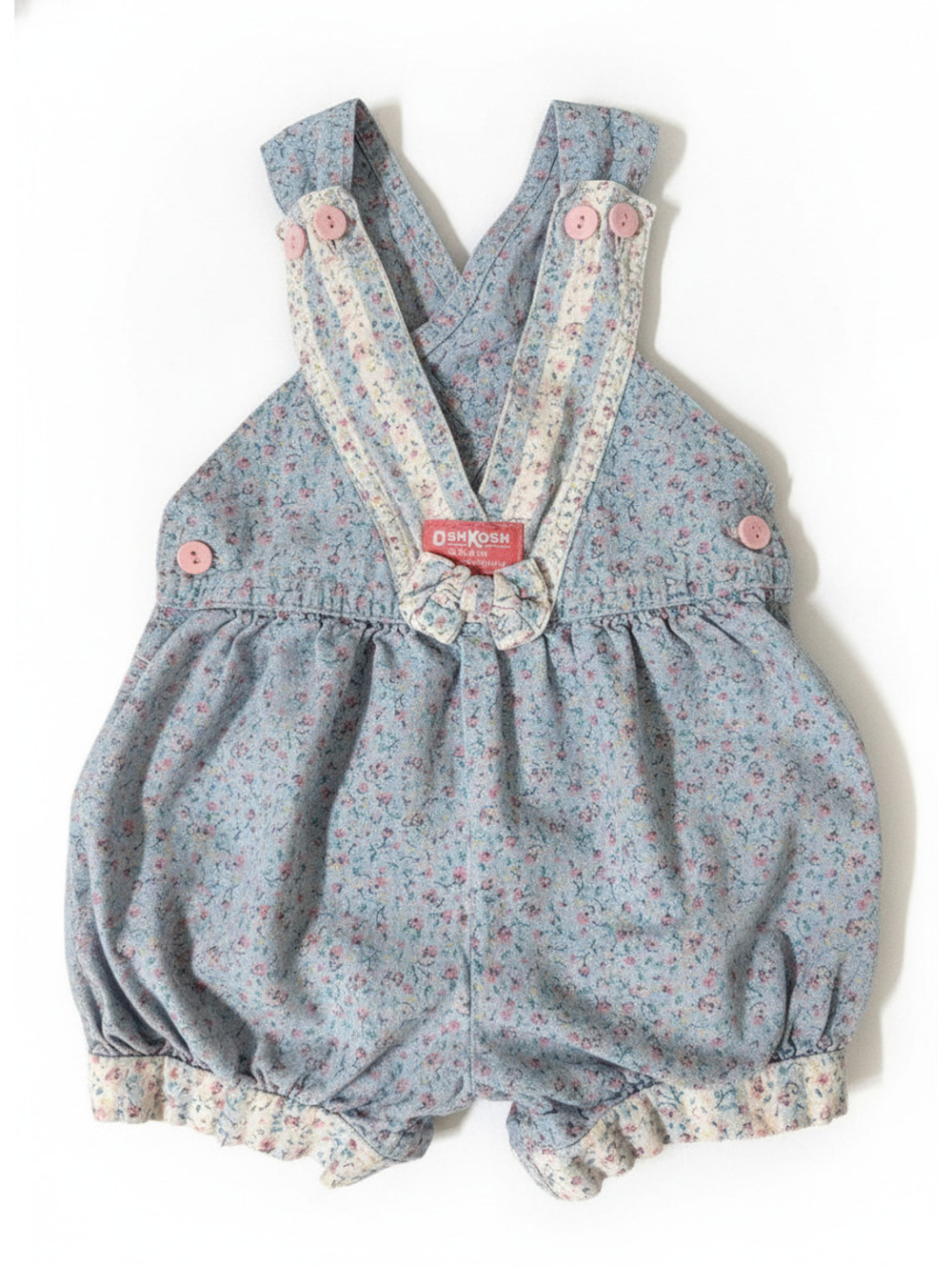 Vintage OshKosh B’Gosh Vestbak Blue Floral Bubble Romper Overall 24M